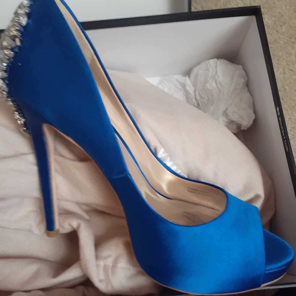 Badgley Mischka Peep toe pumps jeweled